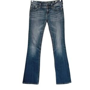 Miss Me Womens Jeans 28 Boot Cut Bling Stitching Embroidered EUC